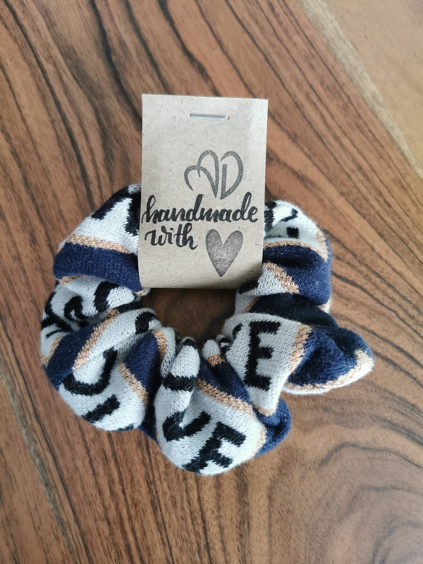 Scrunchie Jacquard-Jersey LOVE blau