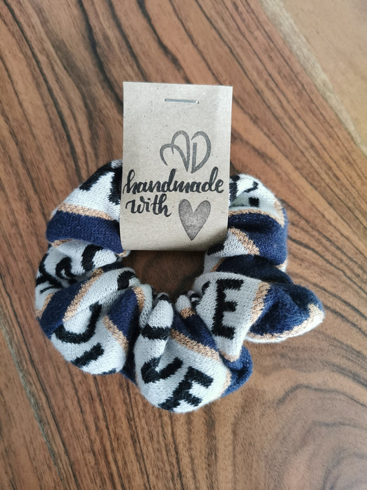 Scrunchie Jacquard-Jersey LOVE blau
