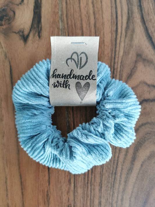Scrunchie Cord grau-blau