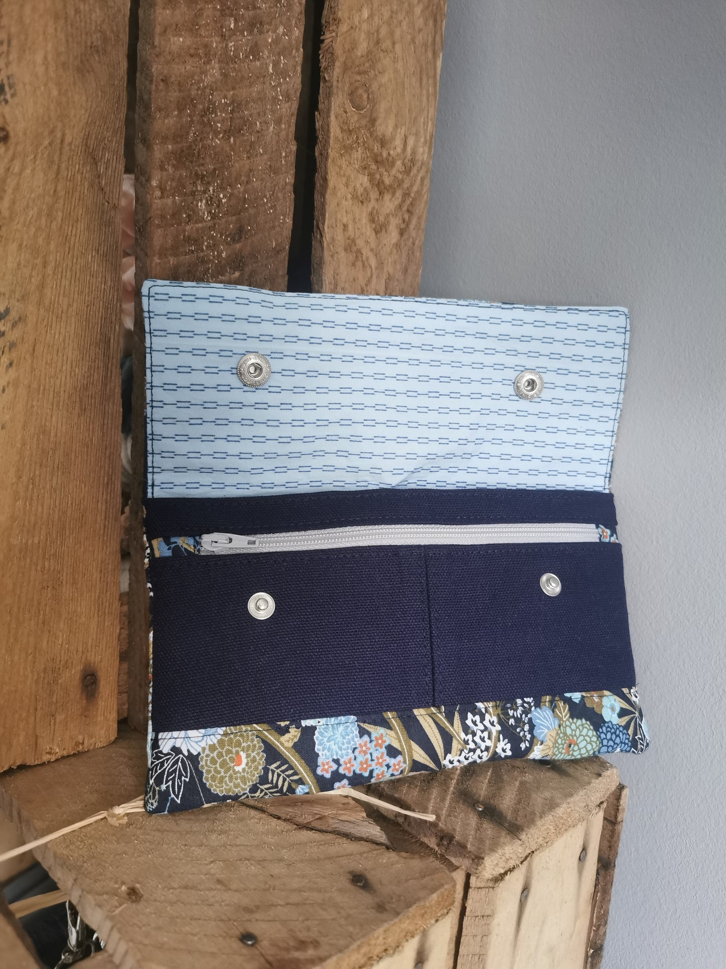 Geldbörse Roxa, Blumenmuster blau